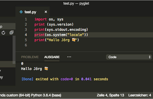 Lesson 1: Introduction to Python Gelöst: Visual Studio Code, Python und UTF-8